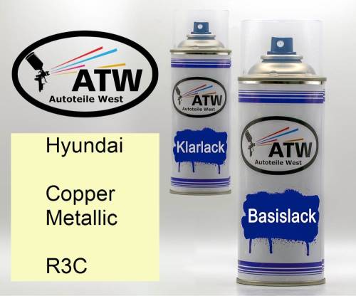 Hyundai, Copper Metallic, R3C: 400ml Sprühdose + 400ml Klarlack - Set, von ATW Autoteile West.